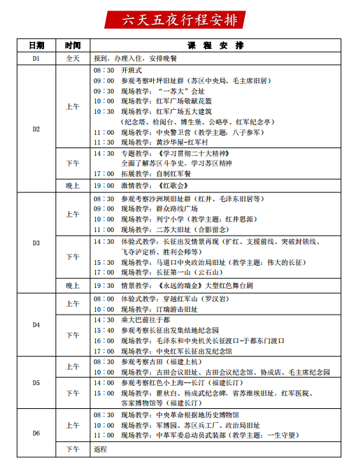 红色教育培训6天课程